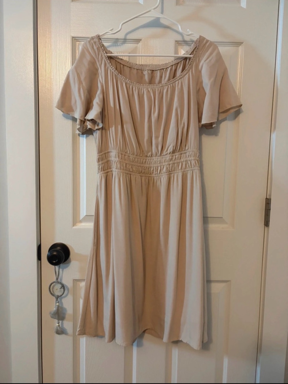 Amazon Essentials Beige Midi Dress with Elastic Waist